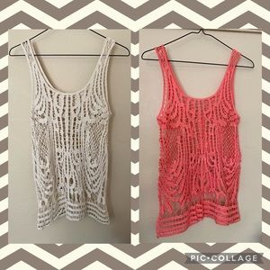 Crochet Tank Top Bundle - Coral & Beige
